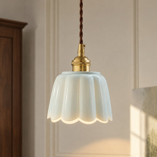 Sidney Vintage Ceramic Petals Pendant Light