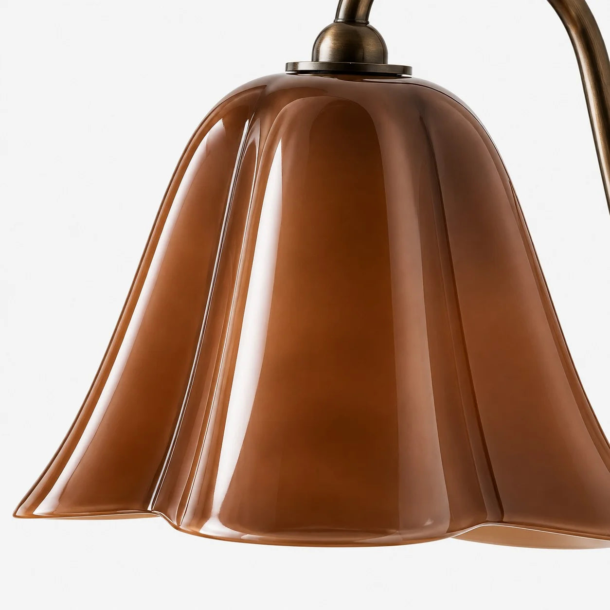 Close-up of the amber seashell glass shade