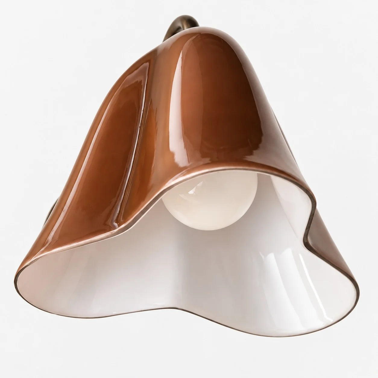 Underside detail of the amber glass shade