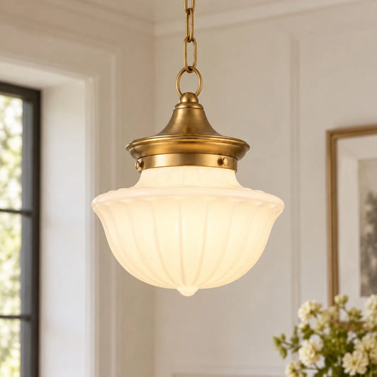 Ellis Vintage Schoolhouse Glass Pendant Light