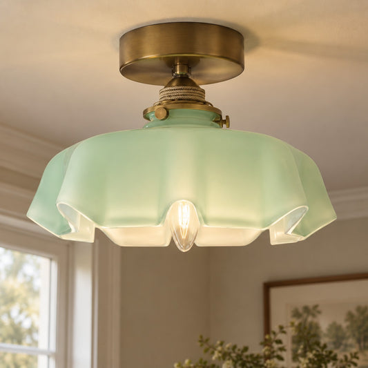 Traditional French Glass Floral Ceiling Light