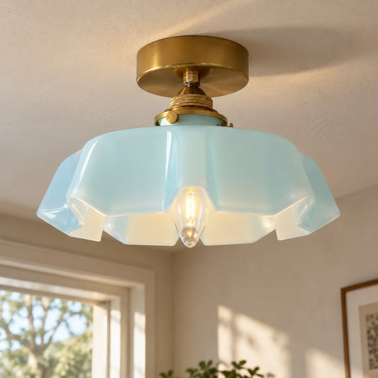 Traditional French Glass Floral Ceiling Light