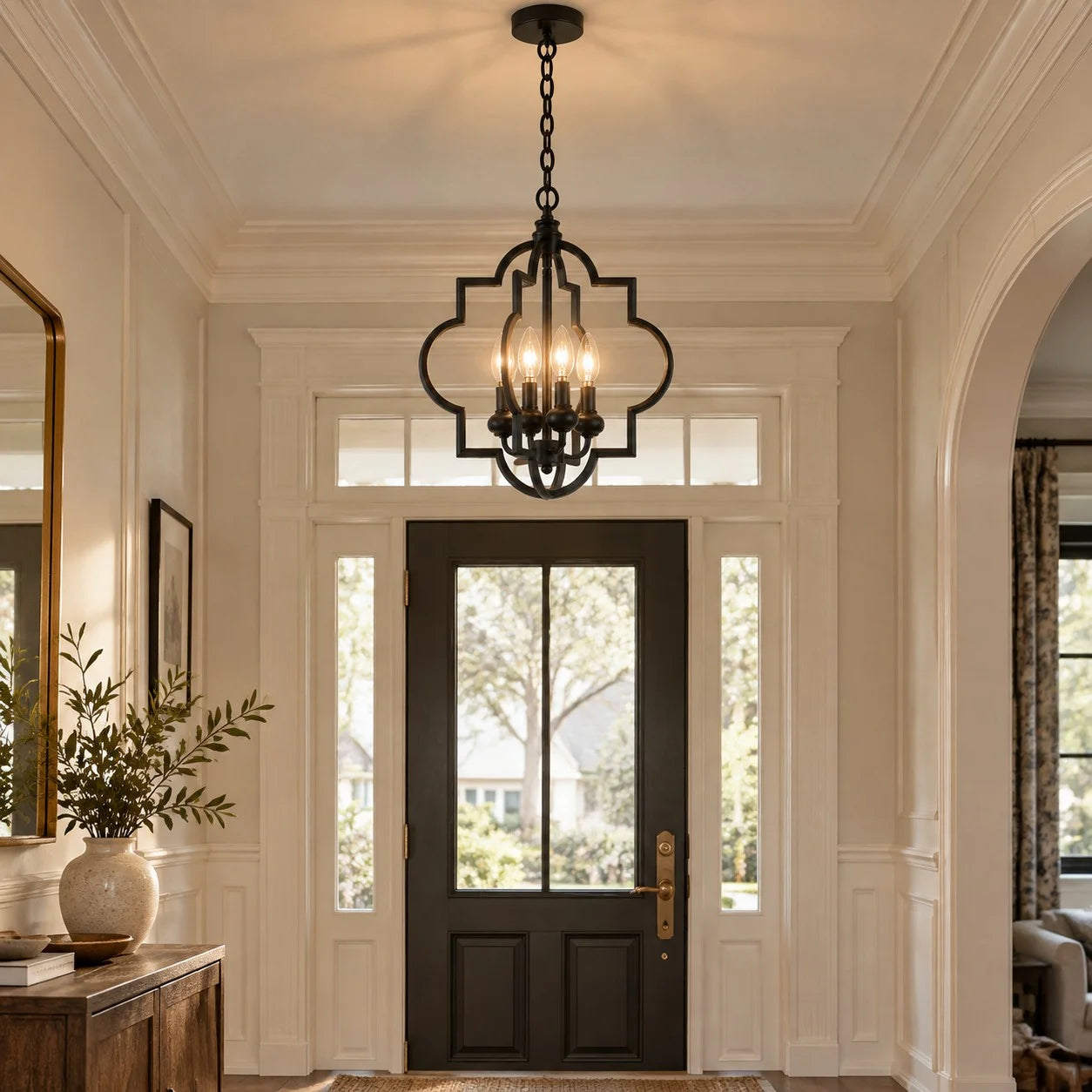Black Fable chandelier in a foyer