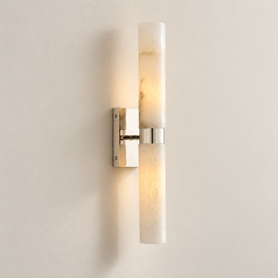 Marcellus Modern Alabaster Double Tube Wall Sconce