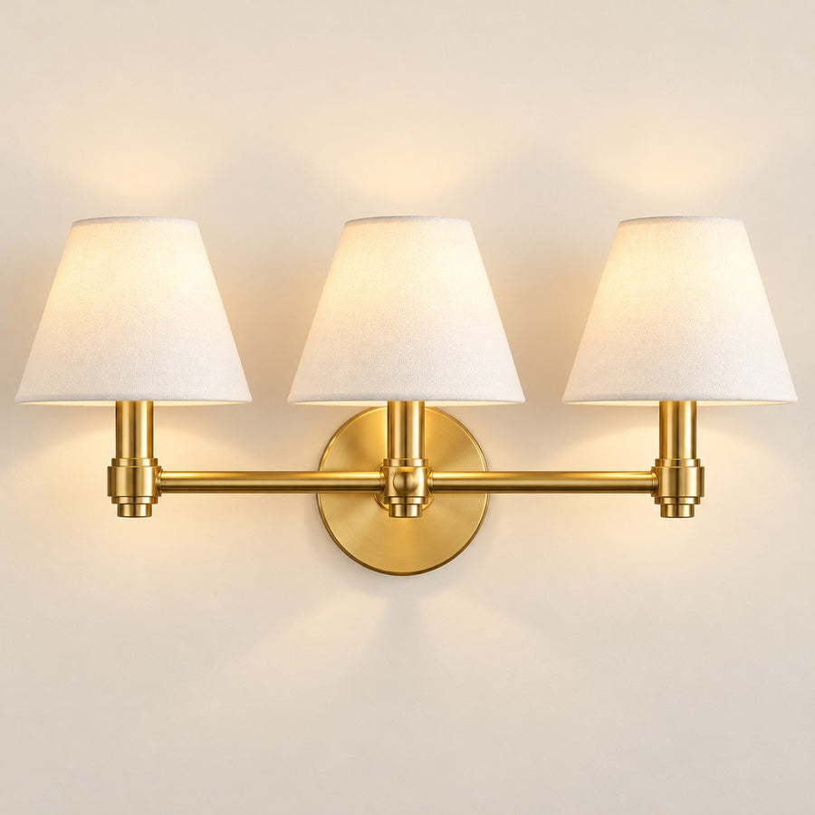 Miro Modern Triple 3-Light Metal Brass  Wall Sconce