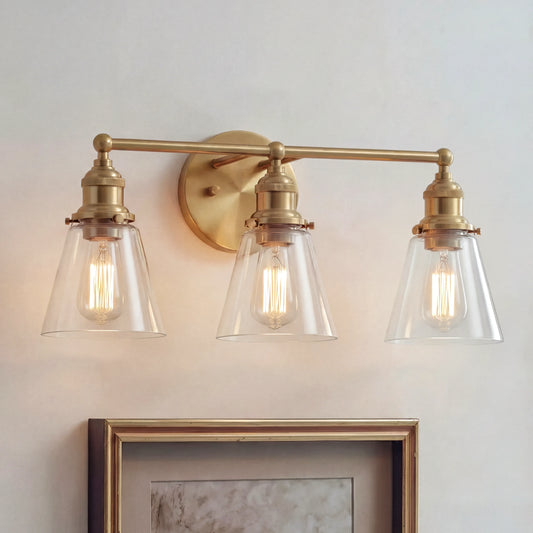 Leah Farmhouse 3-Light Glass Vanity Sconce
