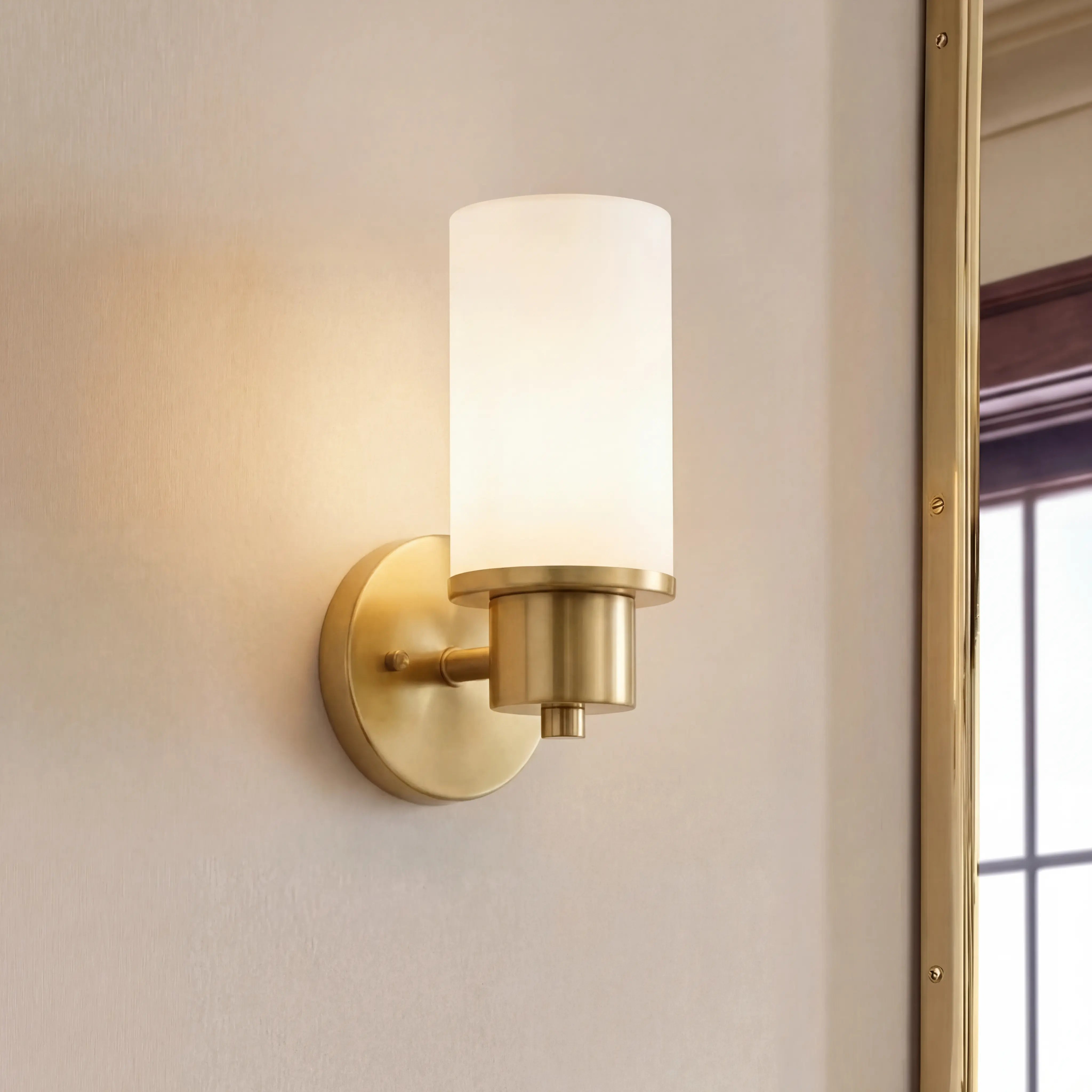 Contemporary Cylinder Frosted Glass Vanity Light | Mergelighting ...