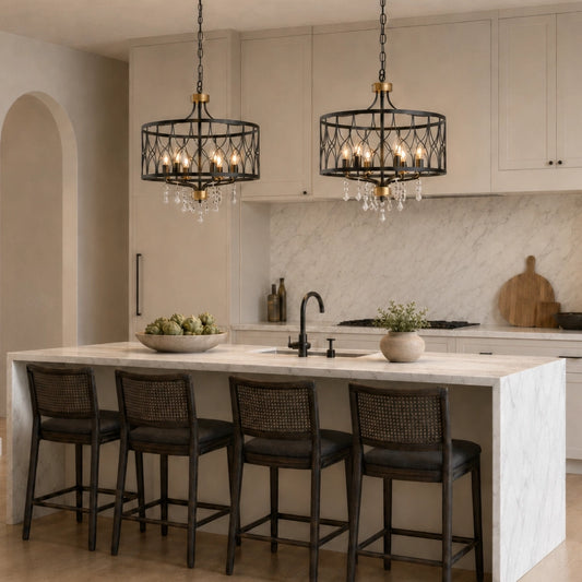 Cedric Farmhouse Metal Cage 6-Light Chandelier