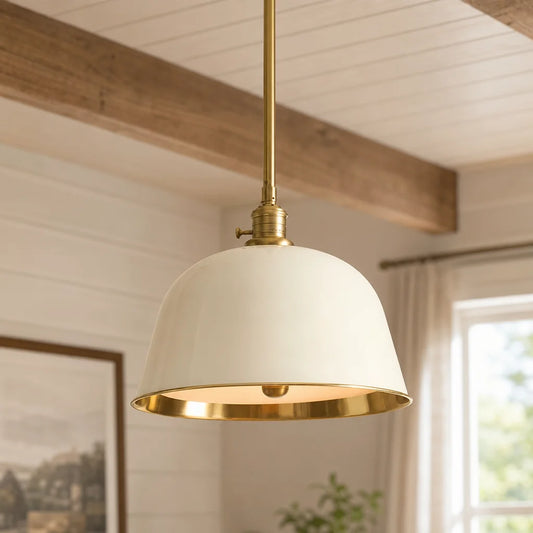 Nyra Half Dome Brass Metal Diffuser Bell Pendant Light