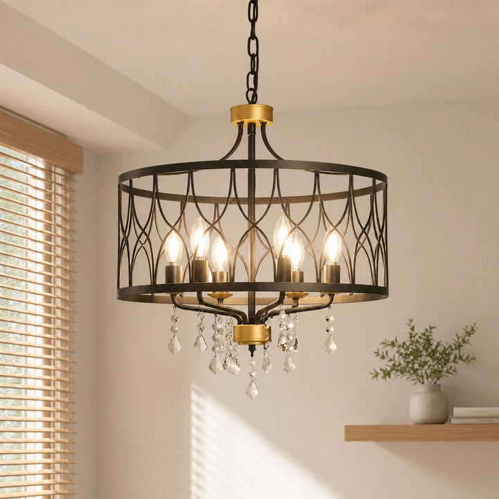 Cedric Farmhouse Metal Cage 6-Light Chandelier