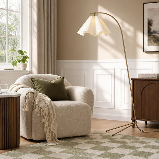Hazel Modern Pleated Linen Fabric Floor Light