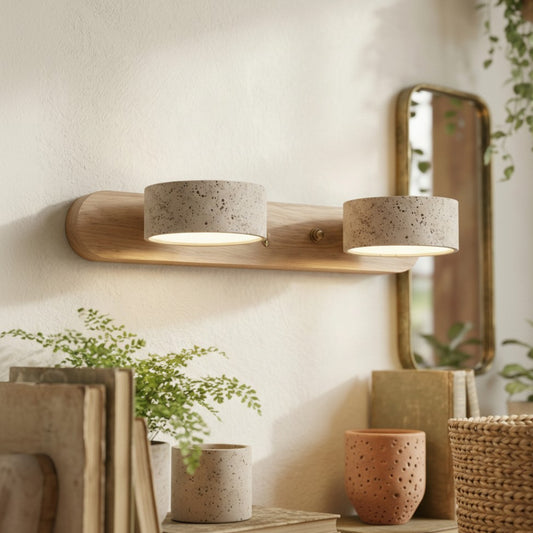 Farmhouse Rotatable 2/3/4-Light Travertine Linear Bathroom Vanity Wall Sconce