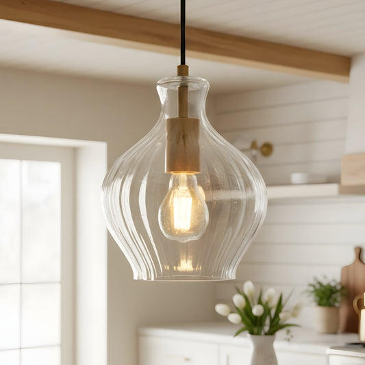 Evren Mid-century Modern Brass Pendant Light