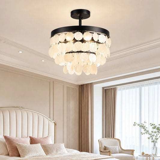 Nethia Vintage Breezy Layered Capiz Shell Ceiling Light