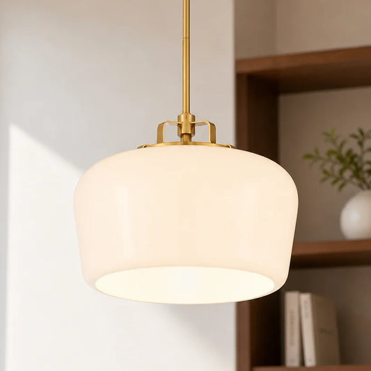 Ava Modern Antique Brass Opal White Glass Pendant Light for Kitchen Island