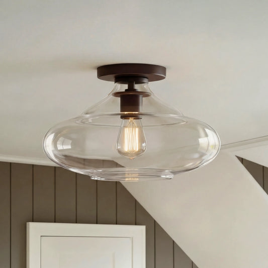Modern Flush Mount Clear Glass Dome Ceiling Light