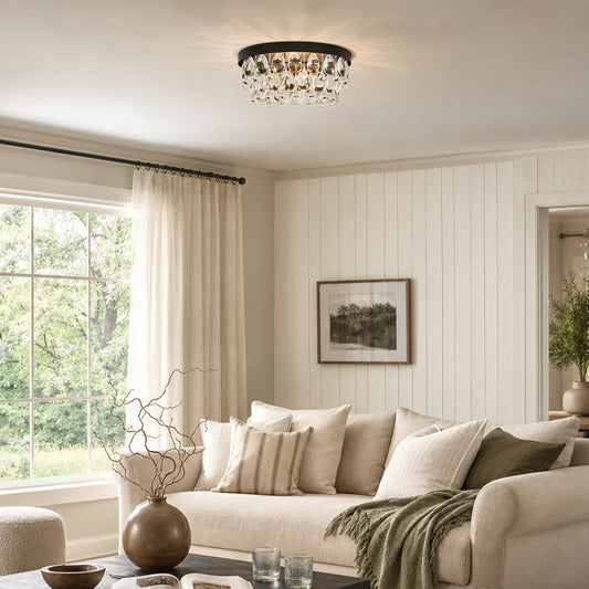 Eliana Modern Luxury Round Crystal Flush Mount Light