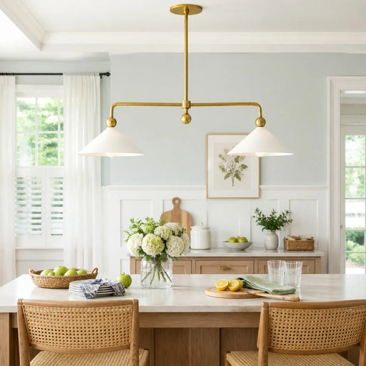 Mila Modern Linear Cone Brass Chandelier