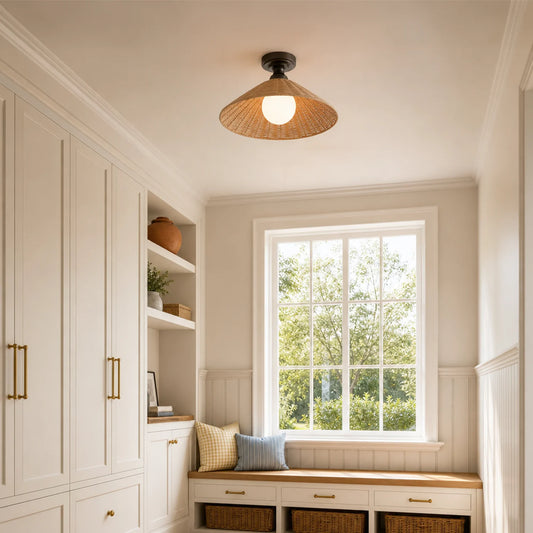 Camilla Farmhouse Cone Rattan Ceiling Light