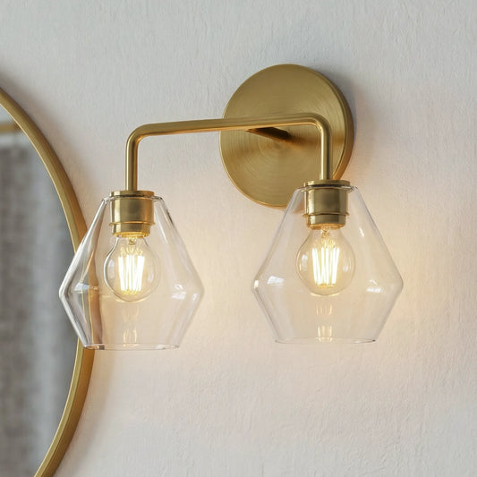 Celeste Modern Sculptural Geometric Brass Glass Wall Sconce