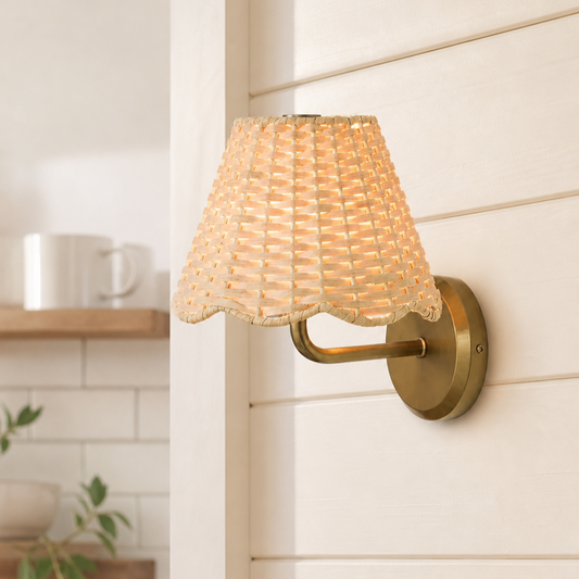 Tundra Rustic Woven Rattan Lantern Wall Sconce