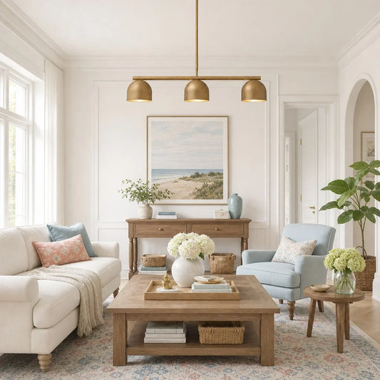 Luna Minimalist Linear Tri-Dome Brass Chandelier