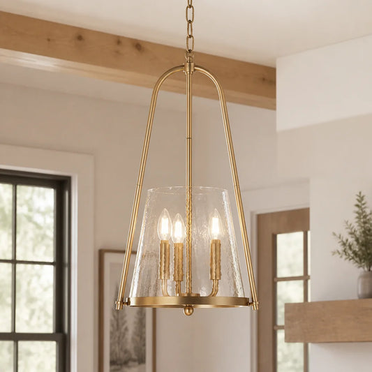Camille Industrial Flared Hammered Glass Pendant Light