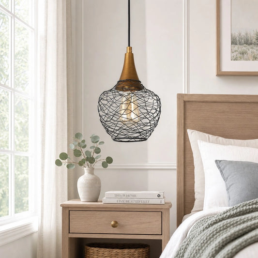 Magarin Modern Industrial Metal Wire Cage Pendant Light