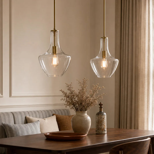 Delyth Farmhouse Bell Glass Adjustable Pendant Light