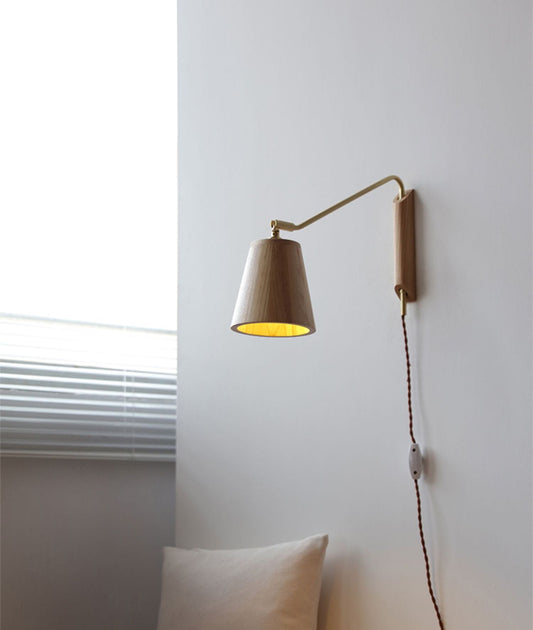 Wood Brass Swing Arm Wood Wall Light - 211SWL