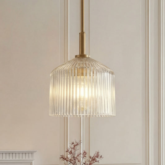 Phineas Farmhouse Ribbed Glass Pendant Light