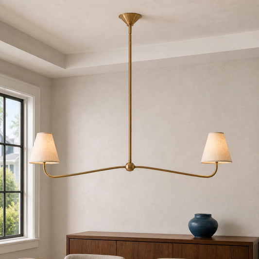 Vintage Arc Arm Multi Heads Fabric Chandelier