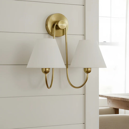 Morpheus Contemporary Linen Shade Swoop Sconce