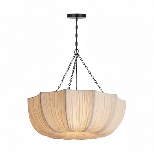 Willy Vintage Linen Fabric Bowl Pendant Light