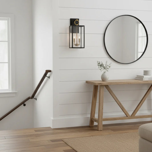 Classic Wrought Iron Glass Lampshade Wall Lamp with Double Light