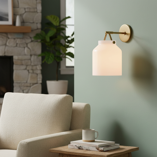 Modern Neutral Metal Glass Round Wall Light