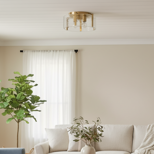 Minimalist Water Ripple Glass Drum Flush Mount Ceiling Light