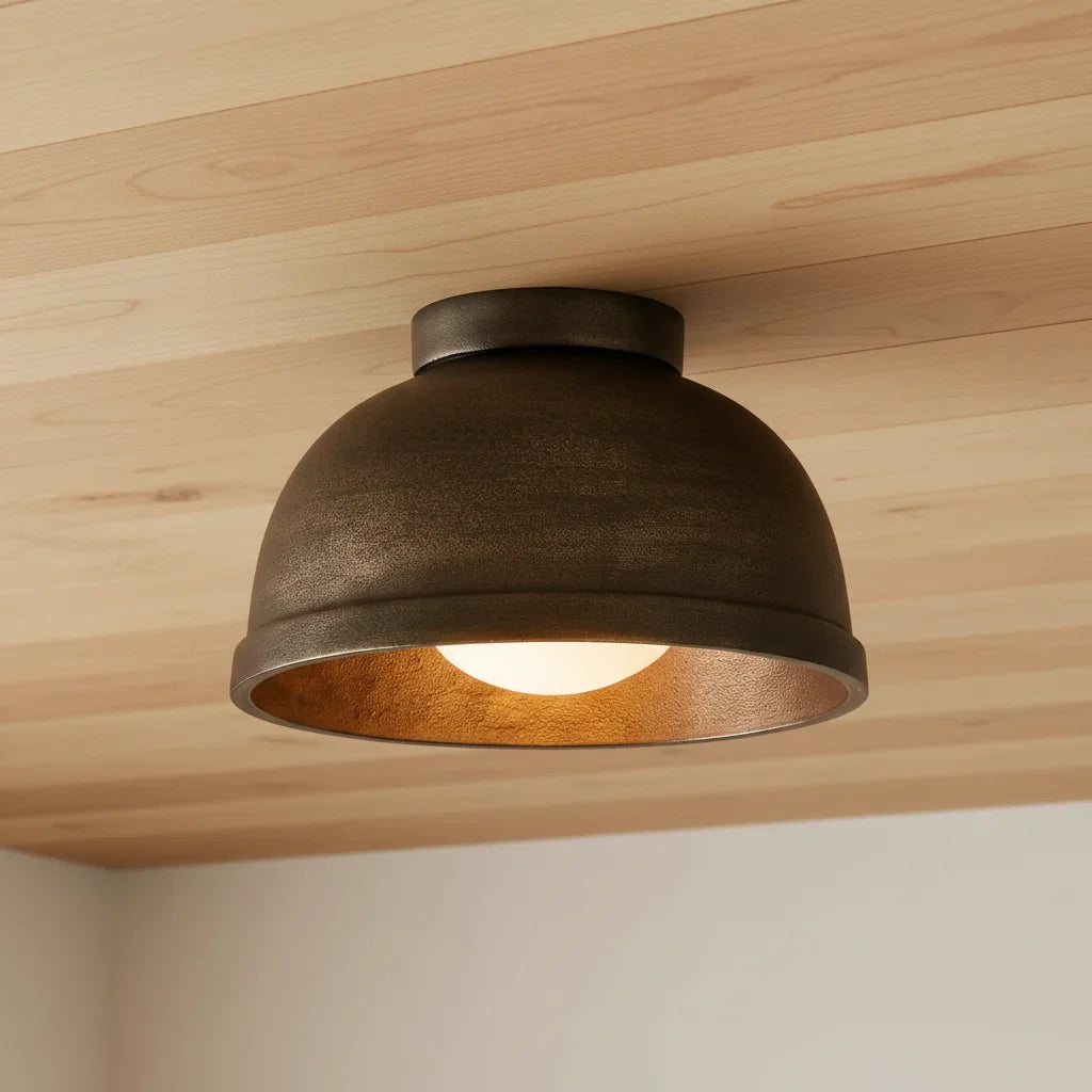 Vintage Black Cast Aluminum Round Ceiling Light | Mergelighting – Merge ...