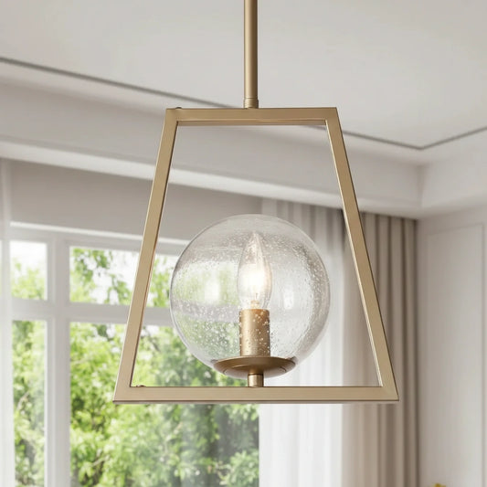 Odelia Industrial Brass Geometric Pendant Light