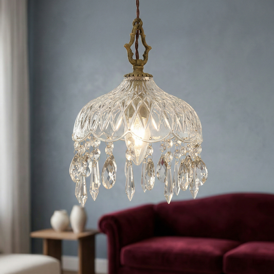 Evelyn Luxury Grid Crystal Glass Pendant Light