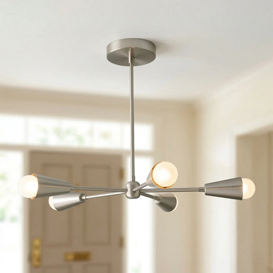 Regginae Modern Radial Cone 6-Light Metal Chandelier