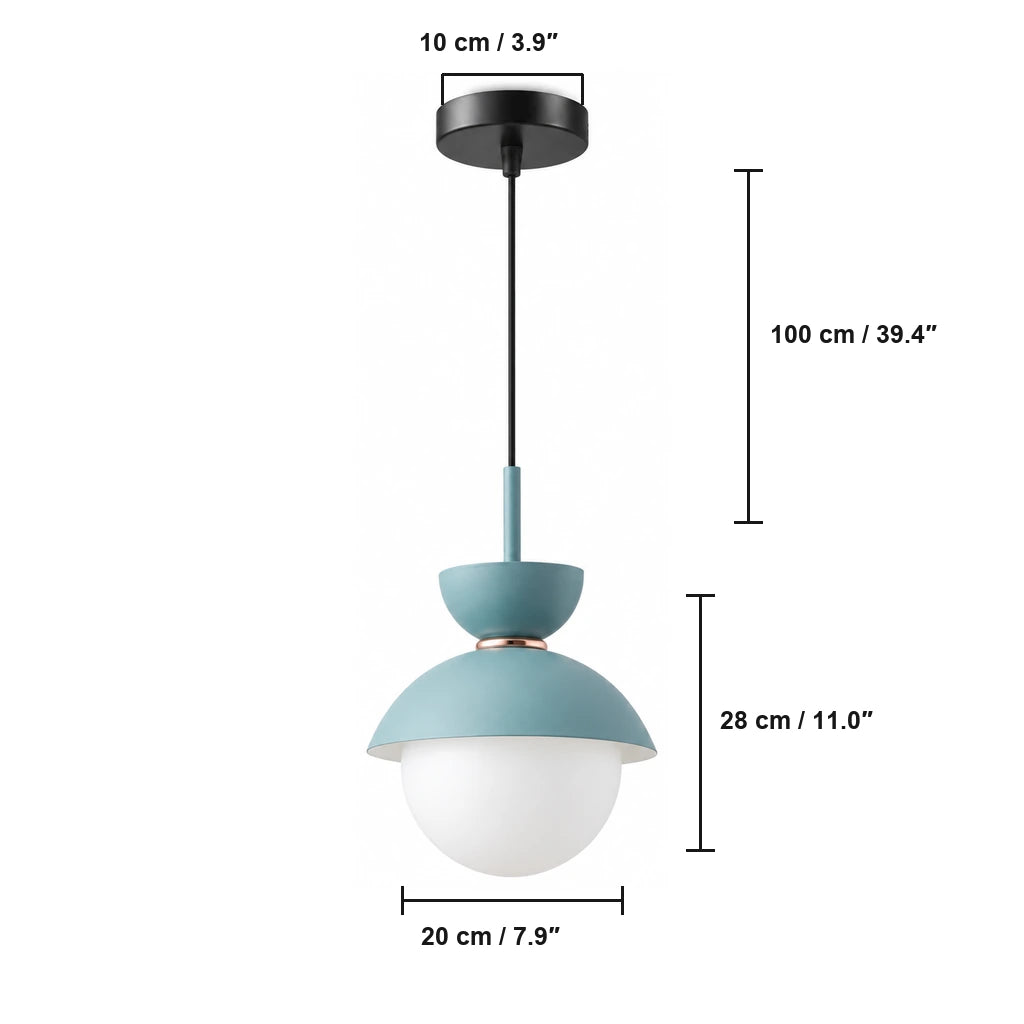 Zosia pendant light dimensions in centimeters and inches
