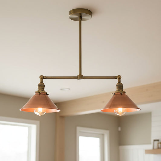 Mila Retro Symmetrical Flared Aged Brass Chandelier