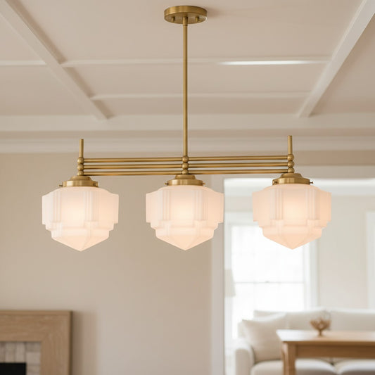 Darien Art Deco Brass Geometric Chandelier