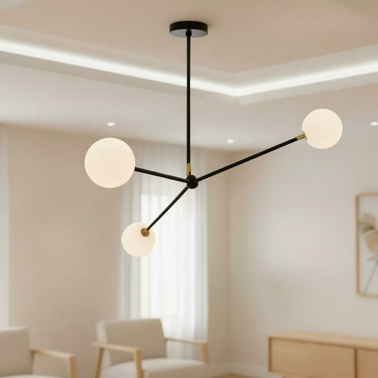 Joshua Minimalist Asymmetrical Sphere Three Head Chandelier