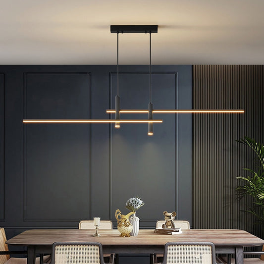 Modern Minimalist Sleek Metal Rod Chandelier