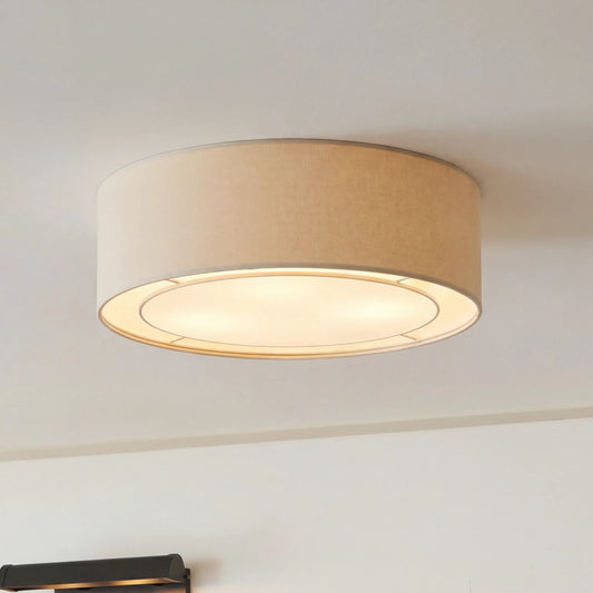 Ames Nordic Drum Linen Shade Ceiling Light