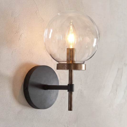 Artemis Modern Industrial Globe Clear Glass Wall Sconce