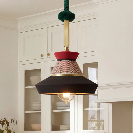 Elijah Vintage Contrasting Fabric Pendant Light