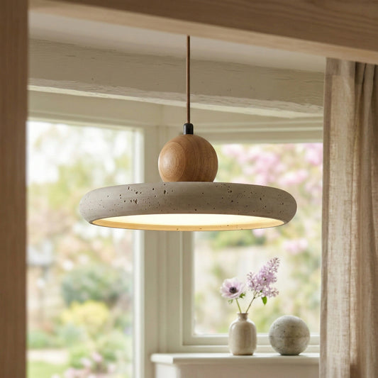 Katriina Vintage Travertine Circle Pendant Light